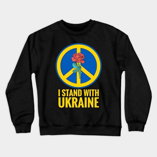 I Stand With Ukraine, Peace Symbol, Ukraine Flag Colors Crewneck Sweatshirt by PorcupineTees